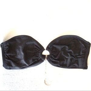 Ralph Lauren Strapless Bikini Top w/RL Silver Circle Ring on Front, Size M/L